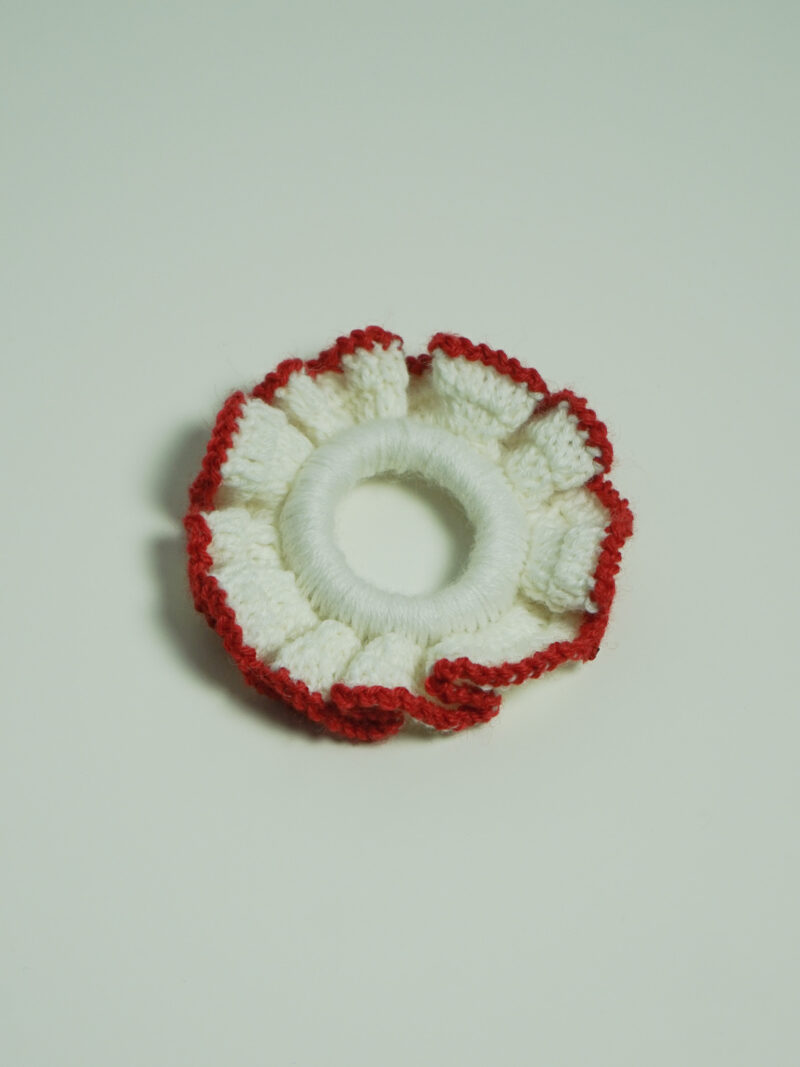 Carnation Scrunchie White & Red