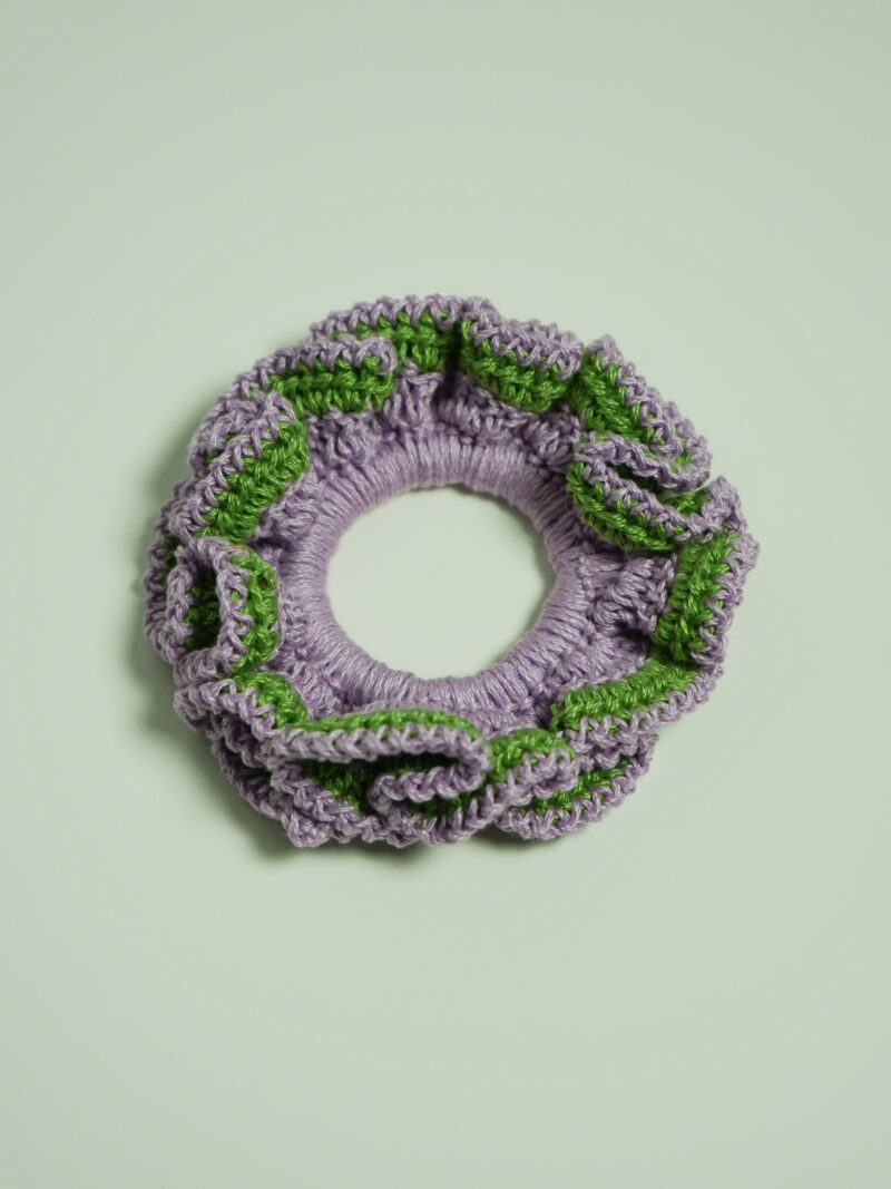 Sunflower Scrunchie Olive Green & Lilac