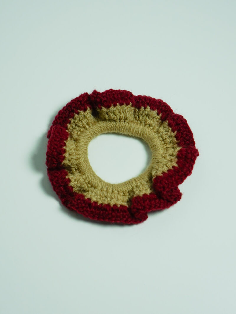 Sunflower Scrunchie Beige & Red