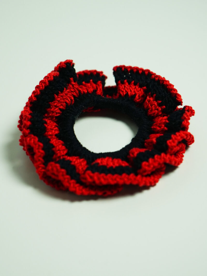 Sunflower Scrunchie Black & Red Stripes