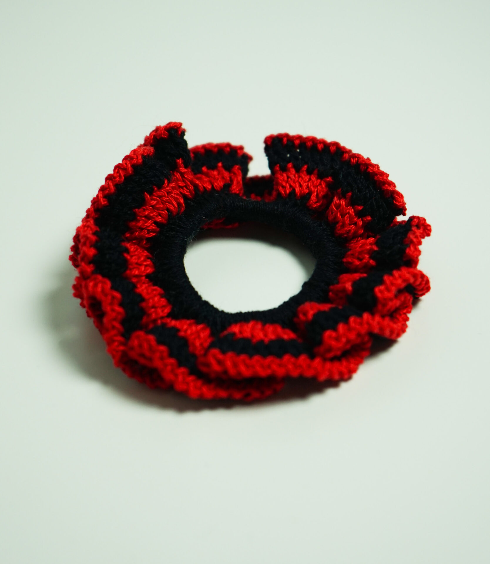 Sunflower Scrunchie Black & Red Stripes