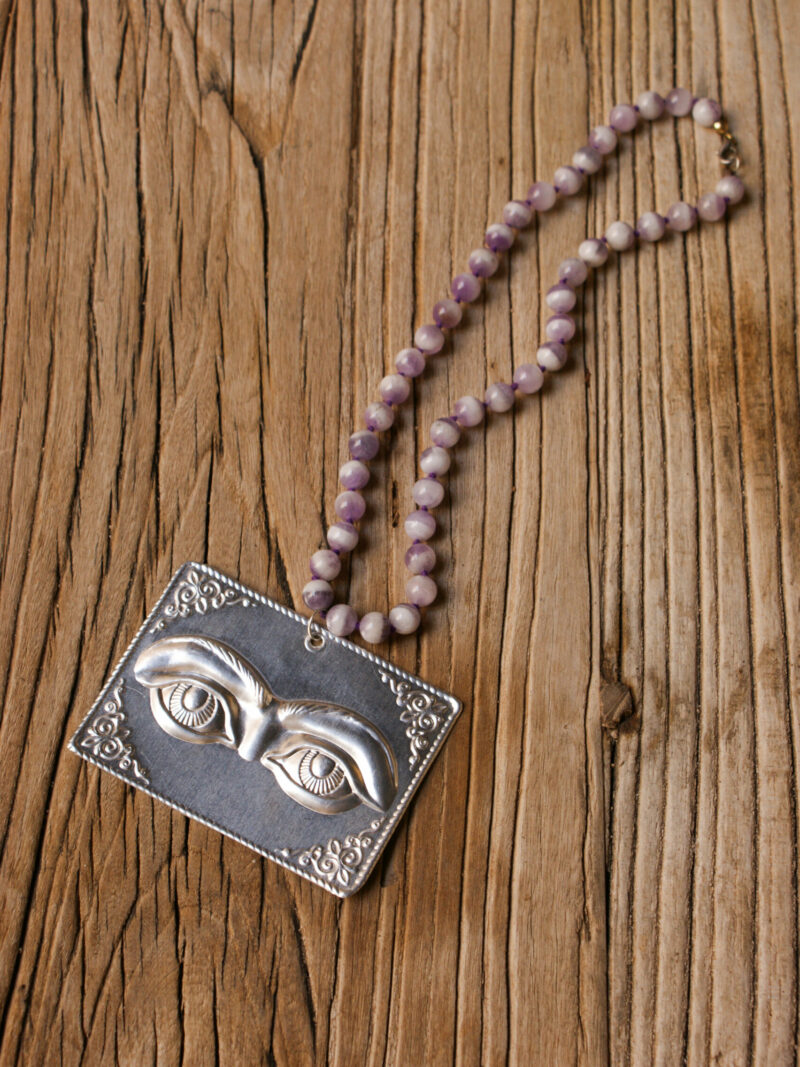Silver Votive Eyes Necklace
