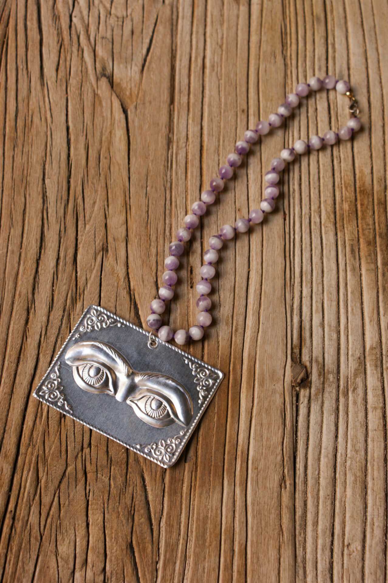 Silver Votive Eyes Necklace