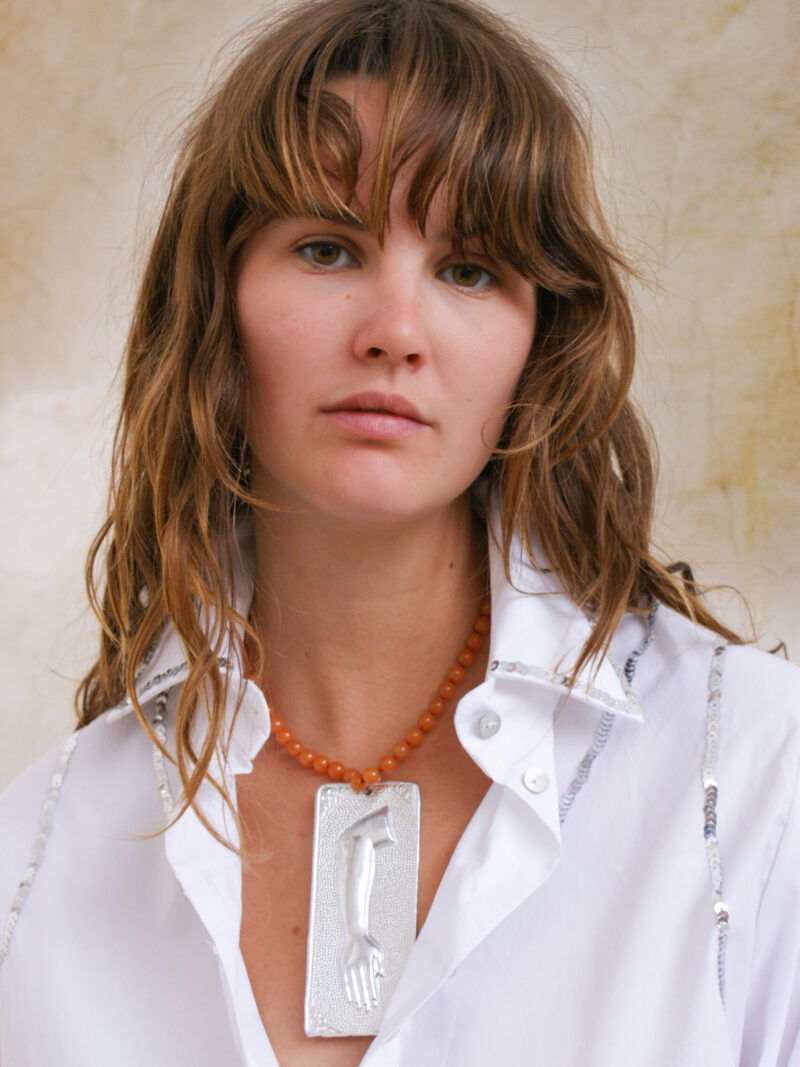 Silver Votive Hand Necklace