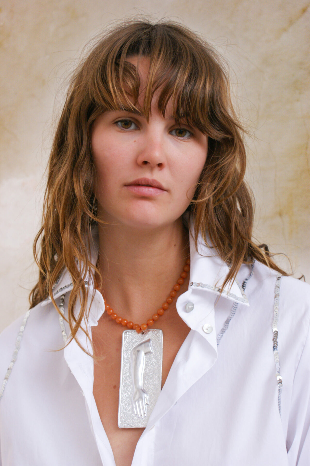 Silver Votive Hand Necklace