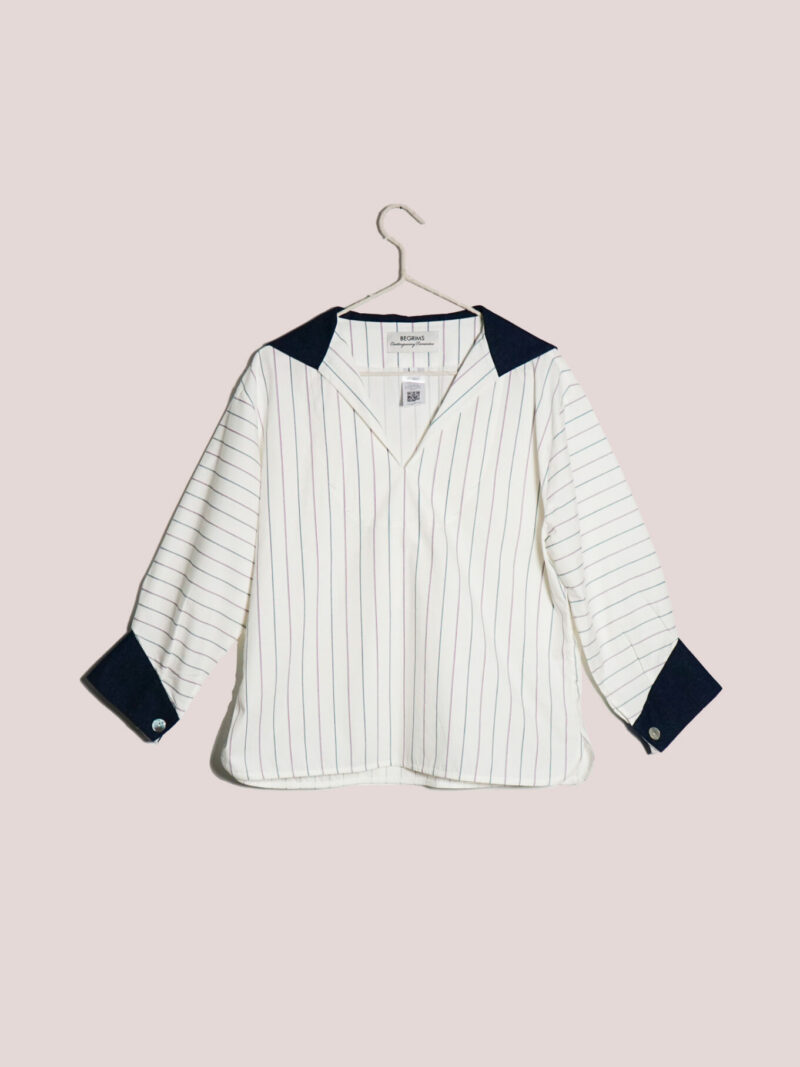 Boxy Navy Striped Shirt