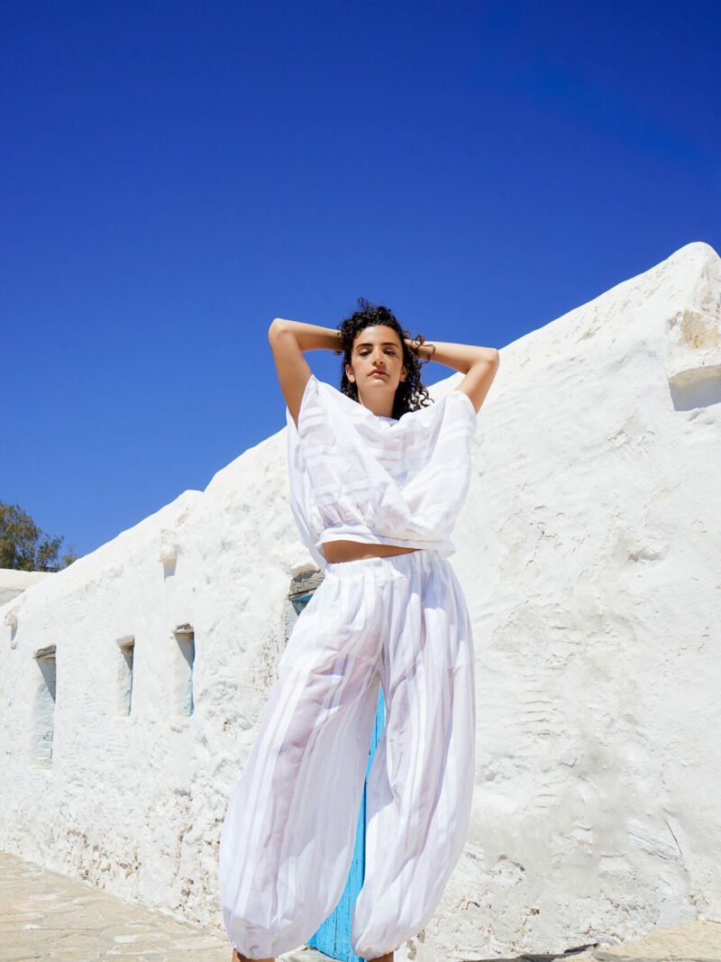 Sheer White Stripes Pants
