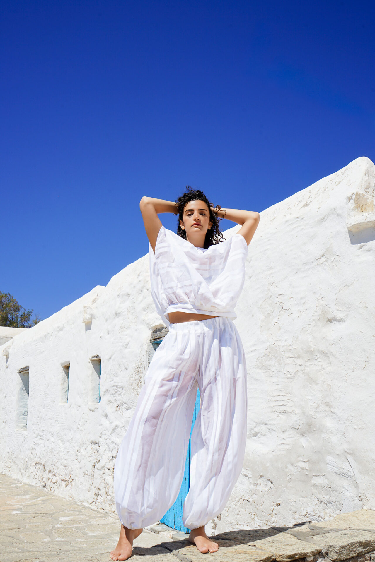 Sheer White Stripes Pants