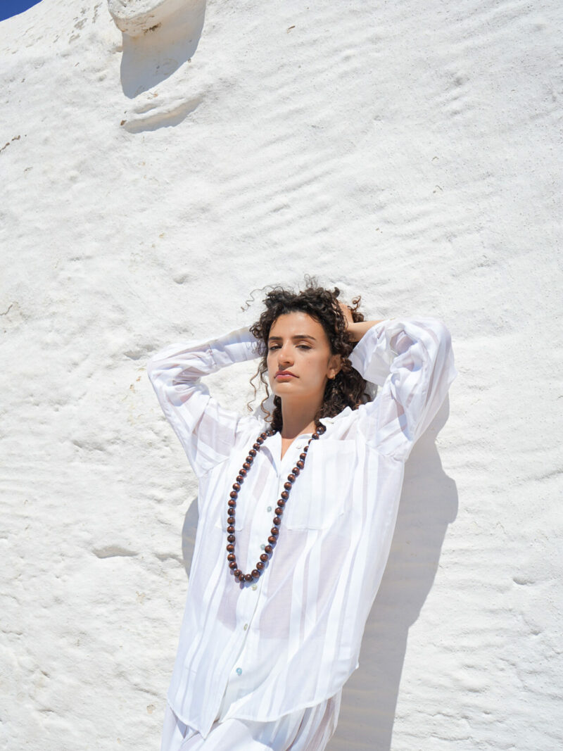 Sheer White Stripes Shirt